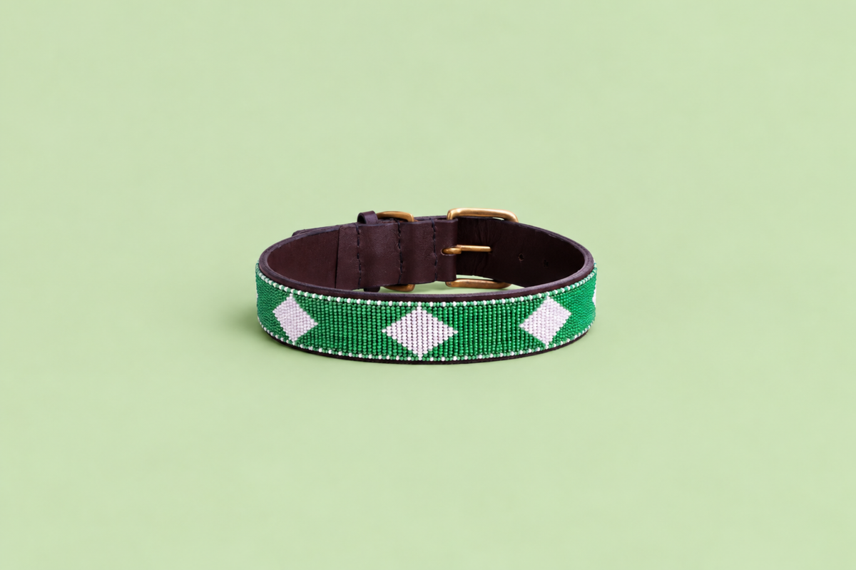 Beaded Collar | Green & White