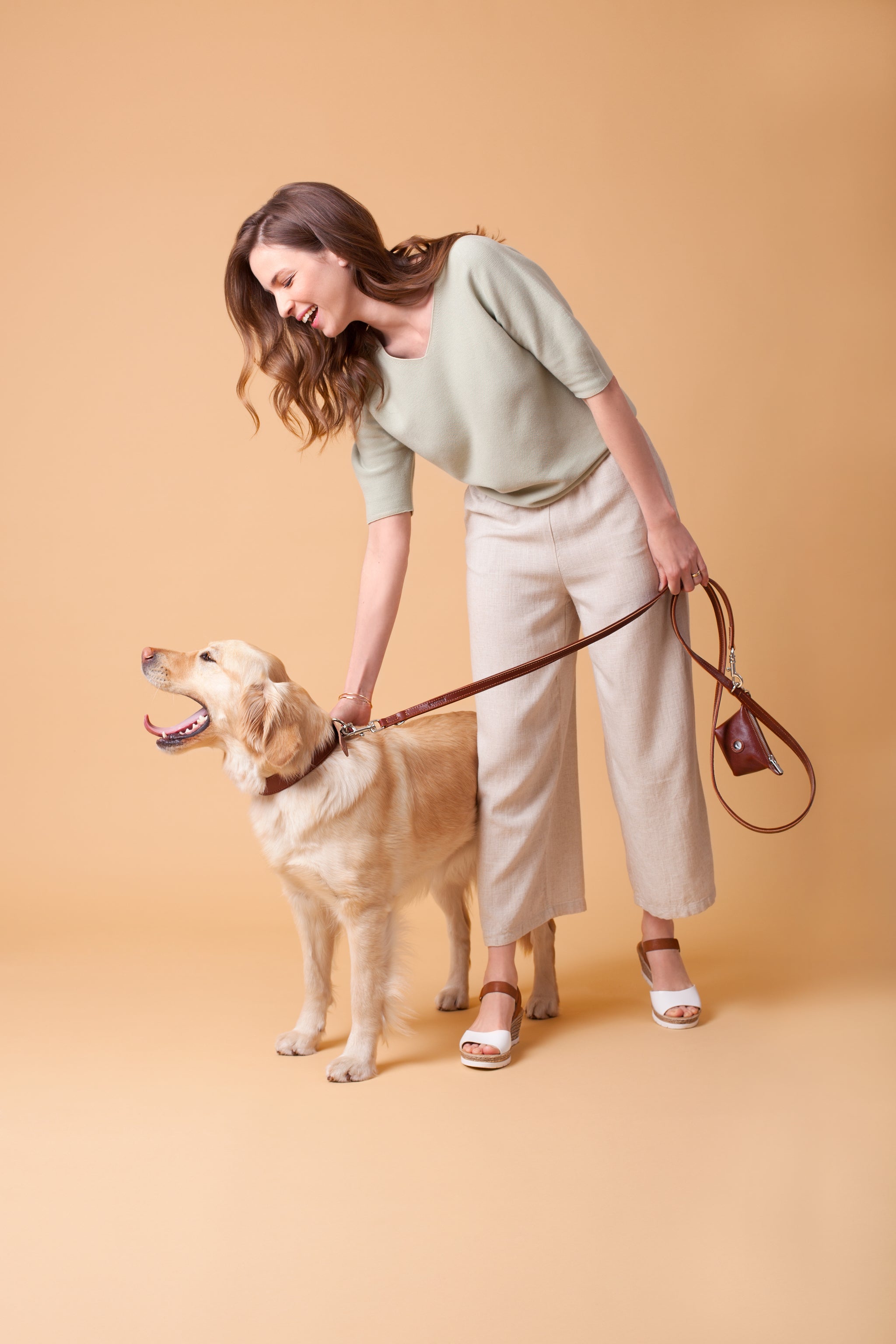 Leine aus Leder in Cognac