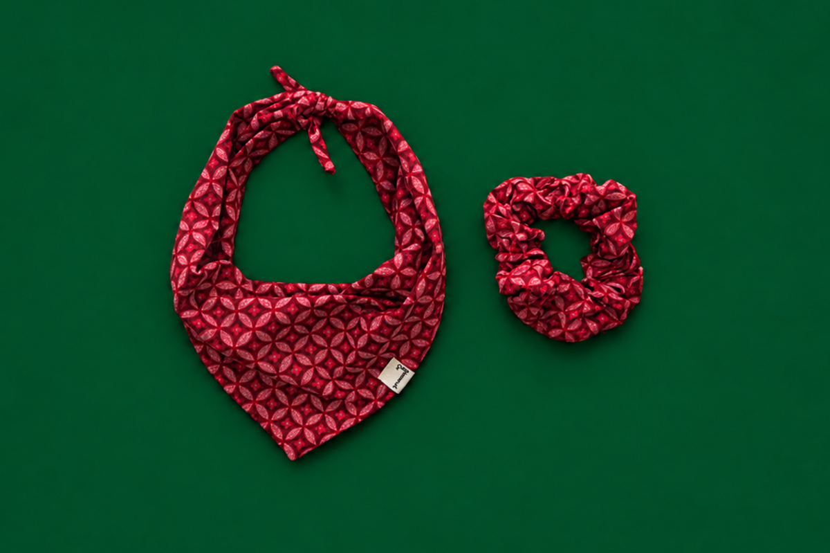 Bandana & Scrunchie in festlichem Rot